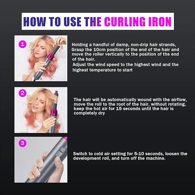 Electric Hair Dryer Blow Dryer Comb Rotating Hot Air Brush 5 In 1 Hairdryer Hair Blower Brush Hair Curler Curling Iron Styler