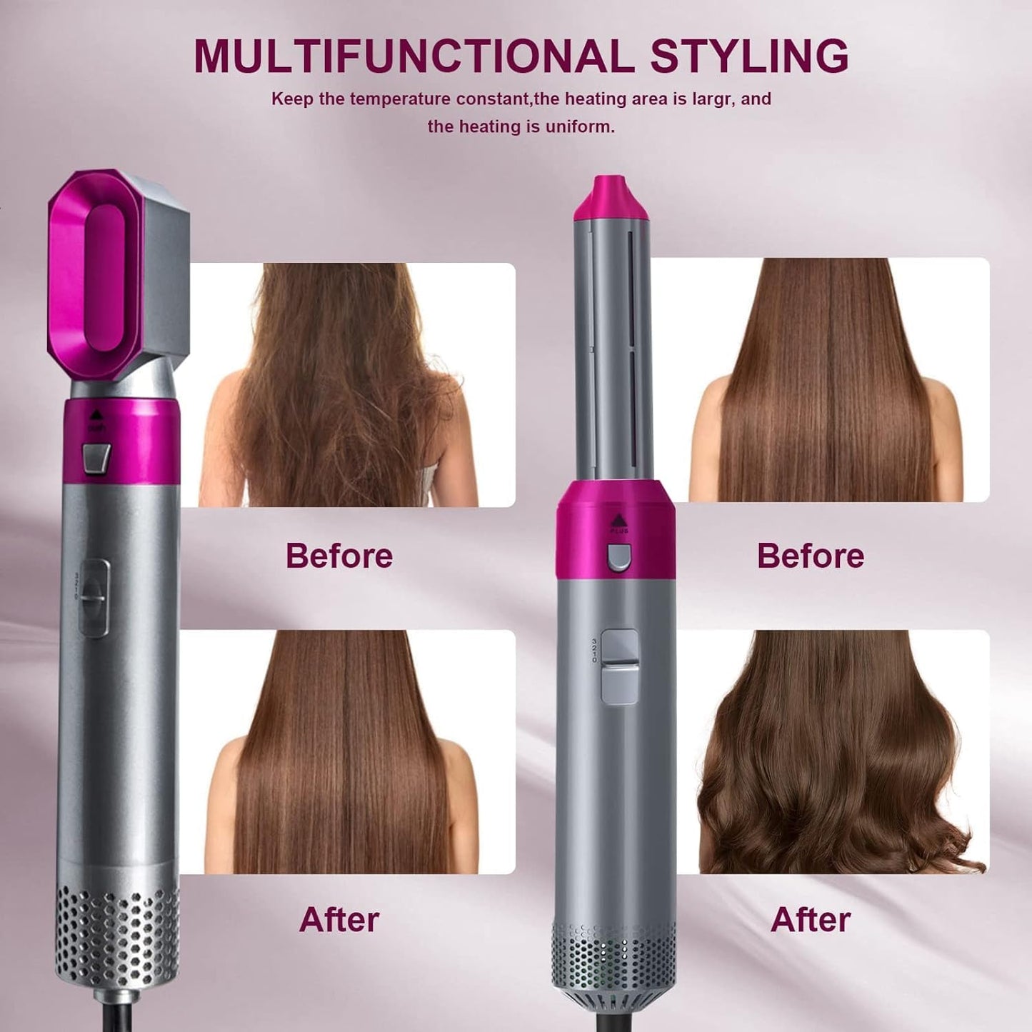 Electric Hair Dryer Blow Dryer Comb Rotating Hot Air Brush 5 In 1 Hairdryer Hair Blower Brush Hair Curler Curling Iron Styler
